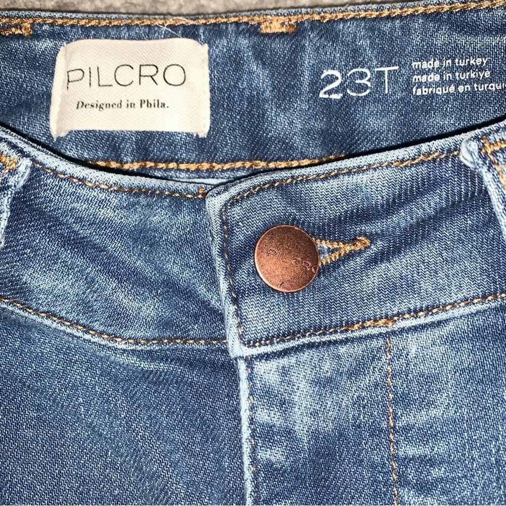 ANTHROPOLOGIE Pilcro Womens Blue Jeans, Size 23 Tall, Fluted High-Rise Flare - Picture 4 of 14